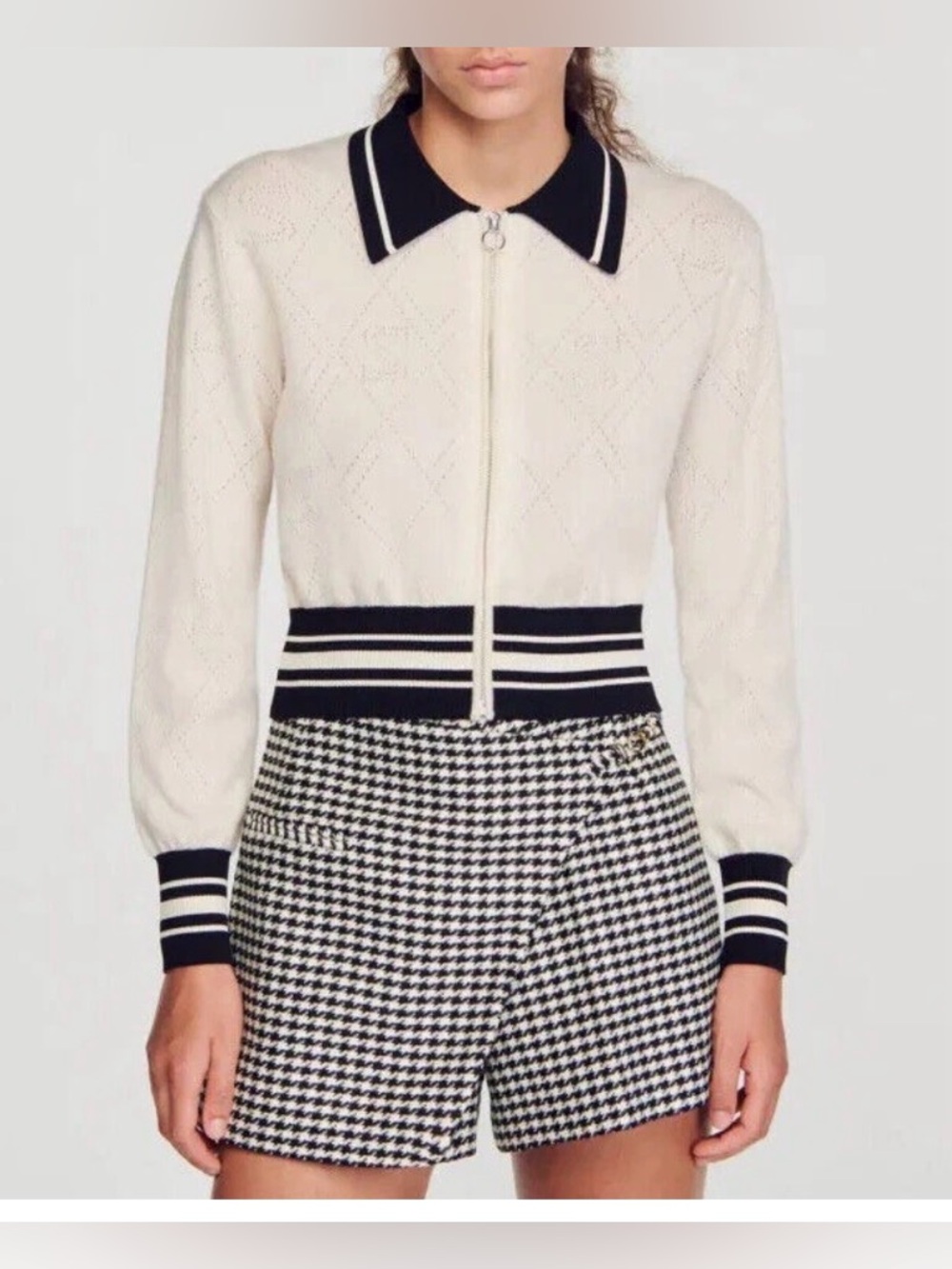 Sandro Two Tone Varsity Cardigan